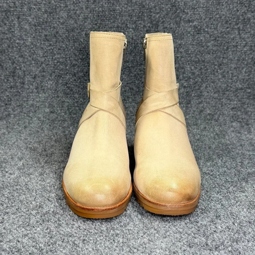 Sorel Cate Buckle Ankle Boots Women's Size 7.5 Sandy Tan Leather Chelsea Booties